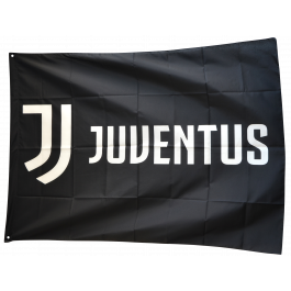 Juventus Bandiera Quadrata Nera con Logo Bianco 140 cm x 140 cm 