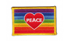 Applicazione Bandiera cuore Arcobaleno con PEACE - 8 x 6 cm