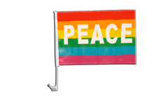 Bandiera per auto Arcobaleno con PEACE - 30 x 40 cm