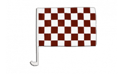 Bandiera per auto a quadri bruno-bianchi - 30 x 40 cm