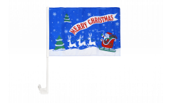 Bandiera per auto Merry Christmas Babbo Natale blu - 30 x 40 cm