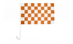 Bandiera per auto a quadri bianchi-arancione - 30 x 40 cm