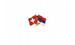 Spilla dell'amicizia Svizzera - Serbia con stemmi - 22 mm