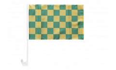 Bandiera per auto a quadri verde-gialli - 30 x 40 cm