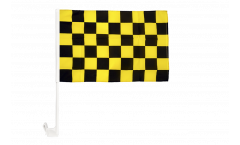 Bandiera per auto a quadri neri-gialli - 30 x 40 cm