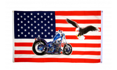Bandiera da balcone USA con moto - 90 x 150 cm