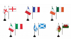 Set di Bandiere da tavolo Sei Nazioni - 10 x 15 cm