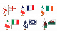 Set di Bandiere da tavolo Sei Nazioni - 15 x 22 cm