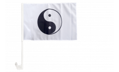 Bandiera per auto Ying Yang, bianca - 30 x 40 cm