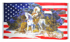 Bandiera da balcone USA con capo indiani - 90 x 150 cm