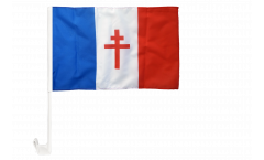 Bandiera per auto Francia con la croce di Lorena - 30 x 40 cm