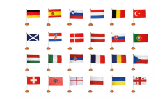 Set di Bandiere da tavolo Calcio 2024 - 15 x 22 cm