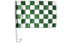 Bandiera per auto a quadri verde-bianchi - 30 x 40 cm
