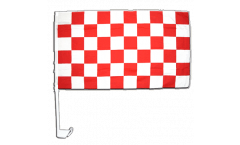 Bandiera per auto a quadri rossi-bianchi - 30 x 40 cm