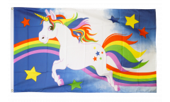 Bandiera Unicorno blu con arcobaleno