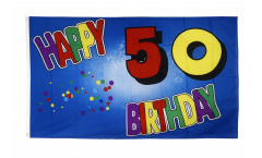 Bandiera Happy Birthday 50 azzurra
