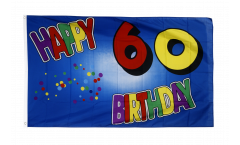 Bandiera Happy Birthday 60 azzurra