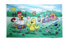 Bandiera Buona Pasqua Coniglietti e gallina