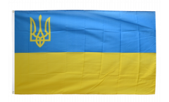 Bandiera Ucraina con stemmi a sinistra