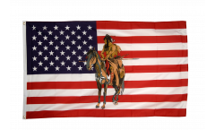 Bandiera USA Indiano con cavallo