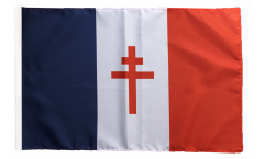Bandiera Francia con la croce di Lorena con orlo