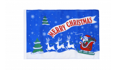 Bandiera Merry Christmas Babbo Natale blu con orlo