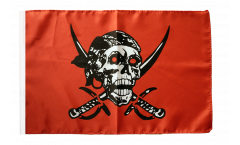 Bandiera Pirata su un panno rosso con orlo