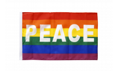 Bandiera Arcobaleno con PEACE con orlo