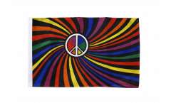 Bandiera Arcobaleno Peace Swirl con orlo