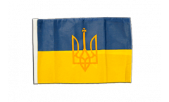 Bandiera Ucraina con stemmi con orlo