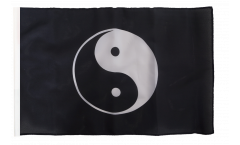 Bandiera Ying Yang neri con orlo