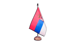 Bandiera da tavolo Serbia con stemmi