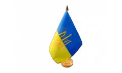 Bandiera da tavolo Ucraina con stemmi